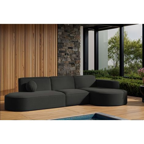 Garten Ecksofa SUNDAY in wetterfester Stoff ART-N Anthrazit Ottomane Rechts (1/2)
