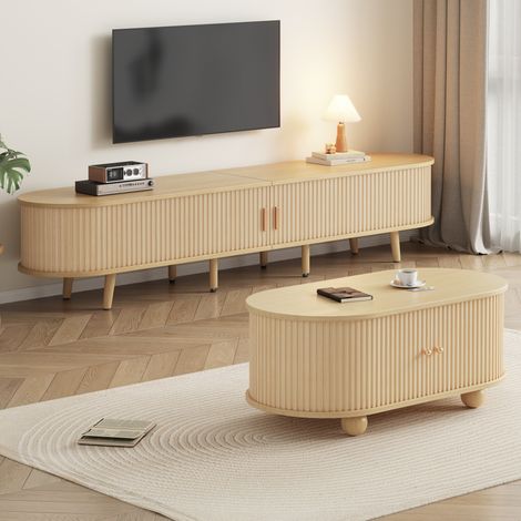 Set mobili soggiorno mobile TV e tavolino MDF OKMYHOME (1/5)