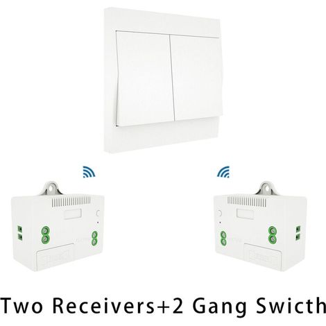 Kit de interruptor y receptor de luz inalámbrico de 110-230 V, interruptor autoalimentado, control remoto, artefacto de iluminación, 1 interruptor y 2 receptores - 1 interruptor y 2 receptores (1/5)