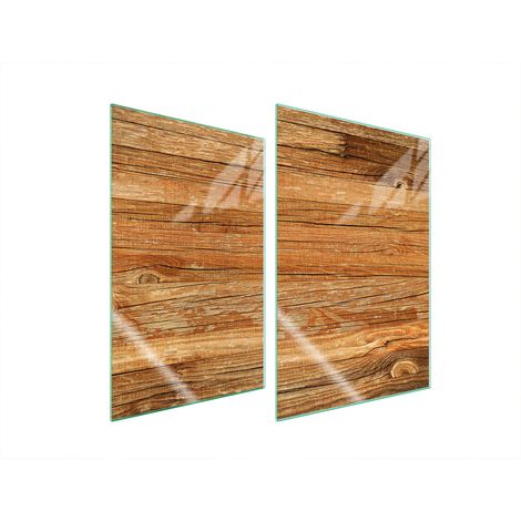 Plaque de protection en verre pour cuisine 2x35x52 bois (1/5)