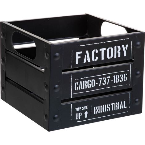 Cesto cuadrado de metal impreso negro 18x18x14 (1/5)
