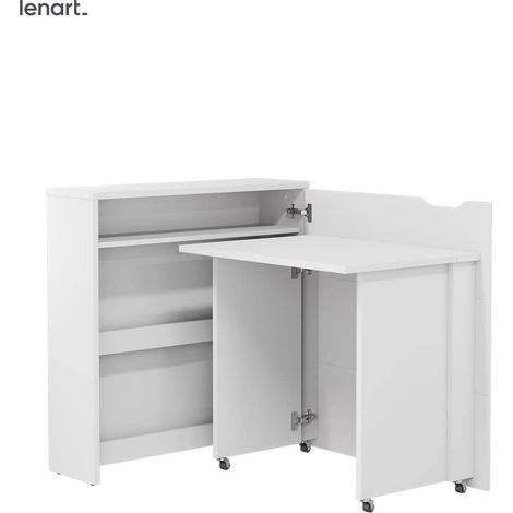 Lenart Work Concept Slim CW-02P ausziehbarer schreibtisch mit regalen - rechts - 79 cm tischplatte in glanz weiß
