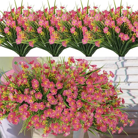 Fleurs Artificielles - Blanches - Résistantes Aux UV - Pour Extérieur Jardin Balcon Fenêtre - 6 Bouquets (1/5)