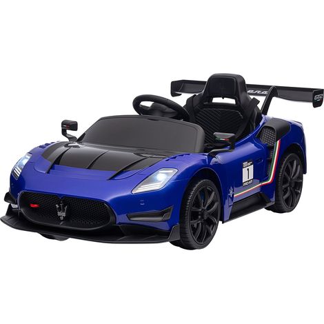 Kinder Elektroauto 12 V Kinderauto mit 2,4G Fernbedienung, Musik, Hupe, Federung, Elektrofahrzeug mit Lichten, Stützräder, Sanftstart, 3-5 km/h, für Kinder 3-5 Jahre, Blau