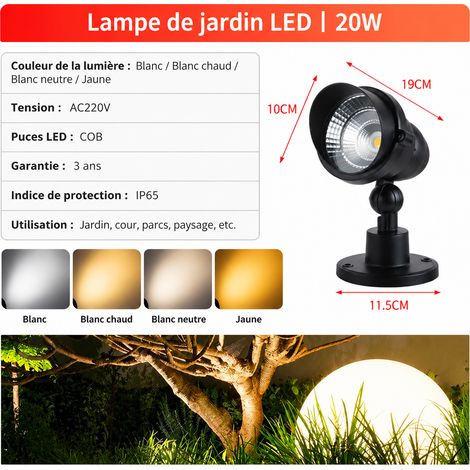 Projecteur LED Extérieur 20W Modèle C avec Base Étanche IP65 20w-c réf 8696 580 g – Livraison gratuite
