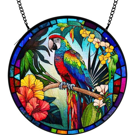 30 cmAttrape-soleil en verre coloré fleurs, panneau décoratif pour fenêtre, cadeau femme homme (1/5)