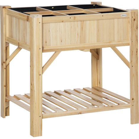 Jardinière sur pieds avec étagère DOMINIQUE bois de sapin (1/5)