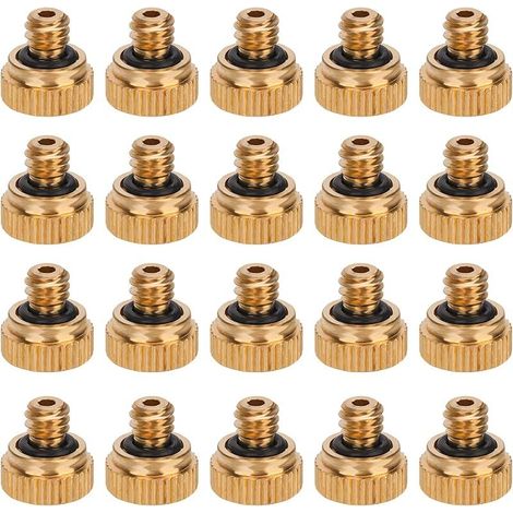 20pcs Buses de Brumisation en Laiton, Buses de Brumisation Filetées pour Tube 1/4 Système de Refroidissement Extérieur Humidification de l'Aménagement Paysager de Serre (1/5)