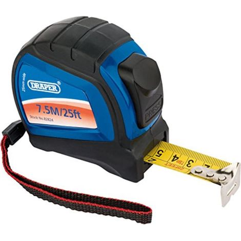 Draper 82824 - Metro a nastro professionale, 7,5 m, nero e 7,5 m