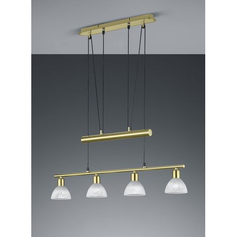 Lampadario Ottone Sali e Scendi Bilanciere 4 Paralume Vetro Levisto Trio Lighting