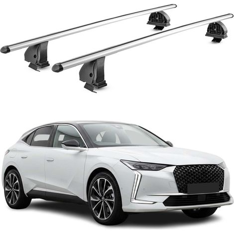 OMAC Barres de toit transversales en aluminium pour DS 4 2021-2026 – TÜV / DIN 75302:2019 – Antivol inclus – Charge max 75 kg – 2 barres – Gris (1/4)