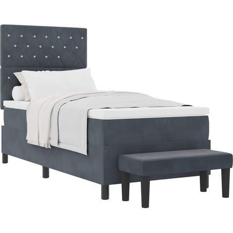 Maison Exclusive - Letto a molle con testiera Grigio scuro 200 x 90 cm Velluto (1/5)