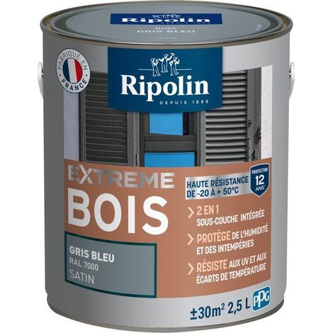 Pintura protección extrema madera - Gris Azul RAL7000 - Satinado - RIPOLIN - 2,5 L (1/5)