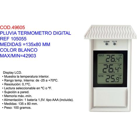 Termometro Digitale Pluvia Bianco Max/Min 105055135x80 mm