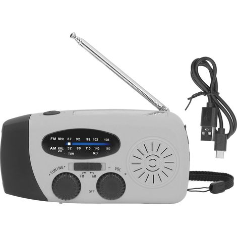 Radio solaire à manivelle d'urgence multifonction LED lampe torche camping extérieur gris argenté Europe (1/5)