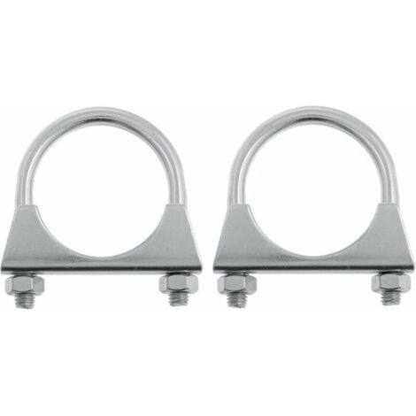 2x Collier pot échappement universel 63mm tracteur 2 vis tuyau tube acier fixation support serrage à vis voiture véhicule (1/2)