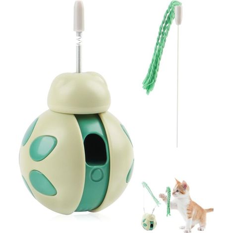 Jouets éducatifs sur le thème des chats - Balle distributrice de friandises ajustable, jouet de poursuite interactif pour animaux de compagnie (vert) (1/5)
