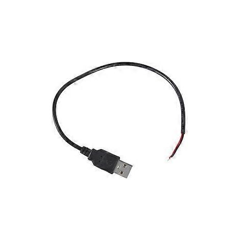 USB-Stecker auf 2-poliges Stromverlängerungskabel, USB auf offenes Ende, 5V 3A für USB-Geräte, LED-Lampen, Router-Reparatur (30cm)