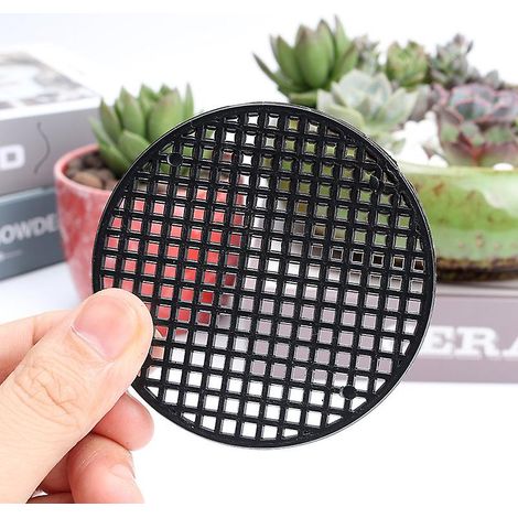 Lot de 10 tapis de jardinage en maille (4,5 cm de diamètre) pour trous de pots de fleurs, tapis de fond pour rempotage et bonsaï. (1/5)