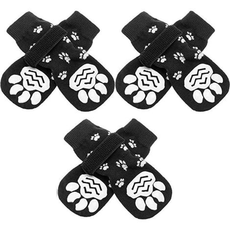 2 Paires Chaussettes pour chien antidérapantes double face avec sangle ajustable protection pattes intérieur (1/5)
