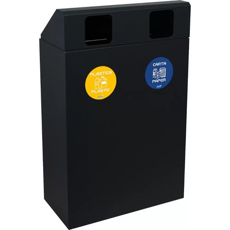 Bidone differenziata 2 scomparti 120 litri antracite con copertura (1/5)