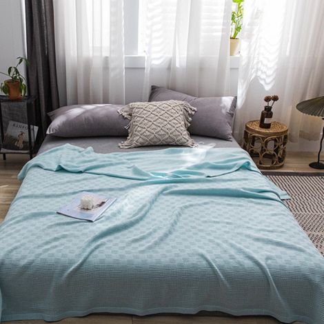 Couverture En Coton - 200x150 cm - Verte - Pour Lit Simple - Usage Toutes Saisons - 1 Pièce (1/5)