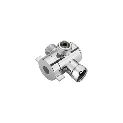Soupape 3 Voies Inverseur G1/2", Adaptateur Douche à Main et Fixe, Valve d’Arrêt Chromée pour Salle de Bain