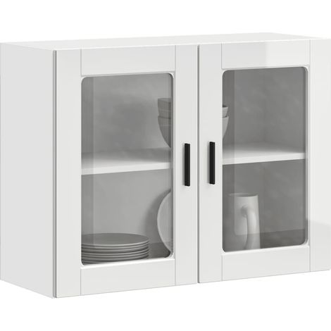 Küchen-Hängeschrank mit Glastür Porto Hochglanz-Weiß