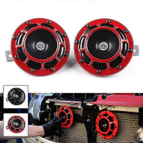 Compatible avec le kit de klaxon pneumatique compact ultra-puissant Hella 12V pour motos et voitures (lot de 2, coloris rouge et noir) (1/5)