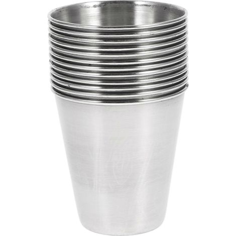 Lot de 12 verres à liqueur portables en acier inoxydable, gobelets pour boissons alcoolisées, verres à vin, porte-sauces (70 ml)-5.50X5.50X5.00CM-Silver (1/2)