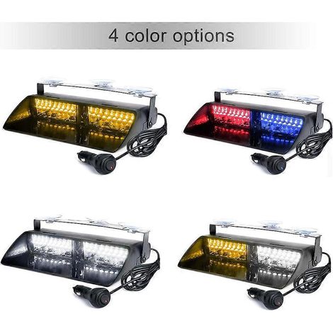 16 LED, 18 modes de clignotement, gyrophare d'urgence pour voitures et camions, feu stroboscopique pour tableau de bord, rouge et bleu