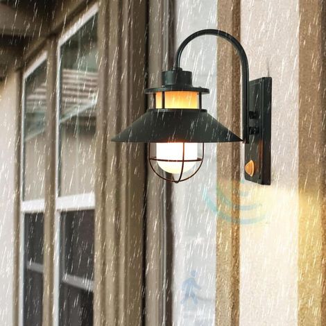 Applique murale rétro LED avec détecteur de mouvement, idéale pour les jardins, terrasses et allées - 1 pièce, avec filet, ampoule non incluse (1/4)