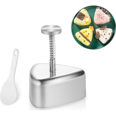 Machine à onigiri et sushi - Moule à boulettes de riz triangulaires avec cuillère à riz - Acier inoxydable - Forme de cœur - Kit pour la fabrication de sushis maison (1/5)