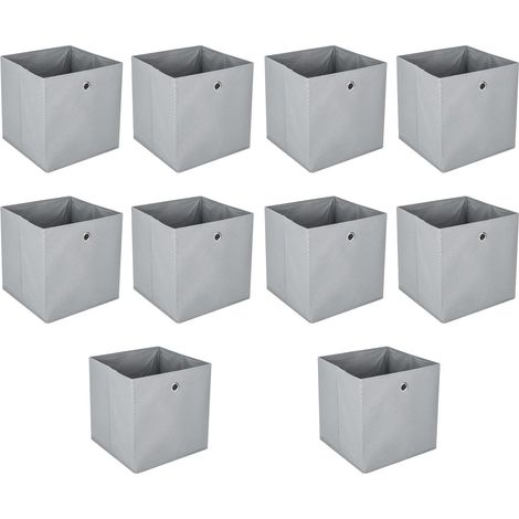 Trintion 10er Set Aufbewahrungsbox Faltbox Faltbare Stoff Faltkiste mit Fingerloch 32 x 32 x 32 cm für Kallax Regale oder Raumteiler Grau