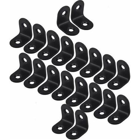 20-teiliges Set Edelstahl-Befestigungswinkel, 20 x 20 mm, 90°-Winkel, rechtwinklige Befestigungswinkel, für Schränke, Stühle, Tische, Schwarz (1/5)