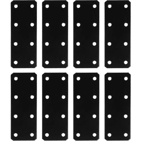 8 Stück flache, gerade Strebenhalterungen, massive Reparaturplatten, Befestigungselemente, Ersatzteil-10.00X3.80X0.20CM-Black (1/3)