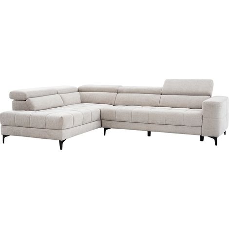 Divano angolo a sinistra relax elettrico seduta scorrevole in Tessuto Beige - MONISO (1/5)