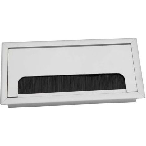 Lot de 2 sorties de câbles en aluminium pour ordinateur de bureau, trou d'insertion pour câble, couvercle supérieur (80 x 160 mm) (1/3)