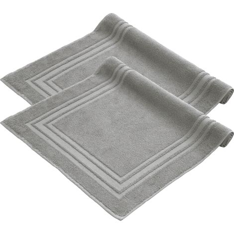 Komfortec Set di 2 tappetini da bagno, in spugna, lavabile, 600 g/m² e 100% cotone, assorbenti e ad asciugatura rapida, 50 x 70 cm, colore: grigio argento (1/5)