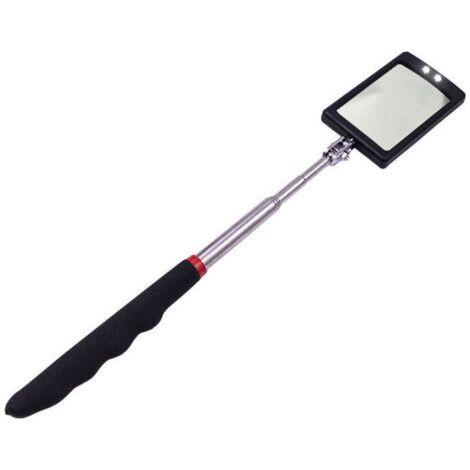 Pair Outil d'extension pivotant rectangulaire télescopique de Miroir d'inspection prolongeant 360 degrés tournant avec 2 lumière Lumineuse supplémentaire de LED (1/5)