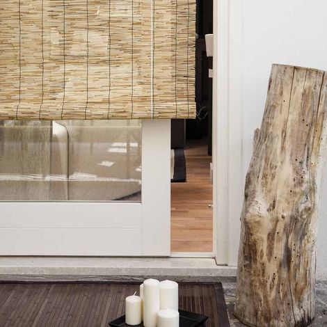 Tapparella in arelle bamboo con carrucola 200x300 cm legata in nylon ombreggiante oscurante (1/10)