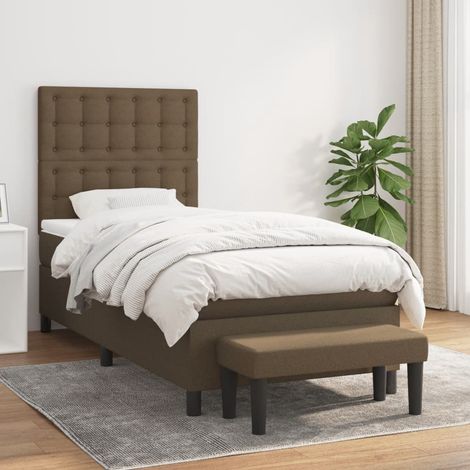Giroletto a Molle con Materasso Marrone Scuro 90x190cm Tessuto vidaXL (1/5)