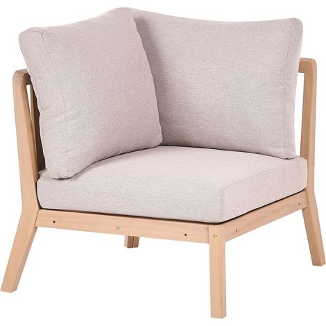 Modulo angolare monoposto in legno con cuscino in tessuto marrone chiaro e beige Rivello (1/5)