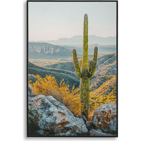 LÁMINA SOBRE LIENZO LACADO CON MARCO CACTUS -B- CM 60X4X90 (1/5)