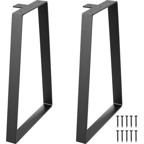 Pieds de table en acier trapézoïdal 406,4 mm, lot de 2, remplacement pour meubles DIY, tables basses, bureaux, bancs, chevets, canapés, charge max 181,4 kg, installation rapide, noir. (1/5)