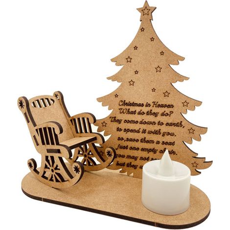 Kit Bricolage Ornement Noel En Bois - Chaise Berceuse Paradis - Poeme Ange Souvenir Etre Cher (1/2)