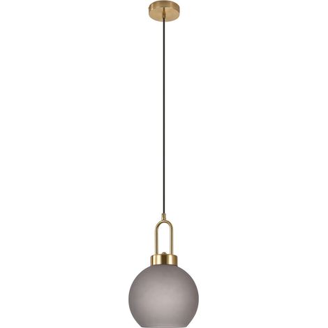 Lampada a sospensione Luton — vetro fumé opaco e ottone, sfera ø 20 cm (1/3)