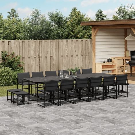 Ensemble à manger de jardin avec coussins 17 pcs-Salon de jardin noir textilène 250890 (1/5)