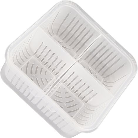 Boîte de Conservation Alimentaire Kitchen Storage - PP Blanc 17x15.5x7.5cm avec Couvercle Transparent et Grille Drainage (1/5)