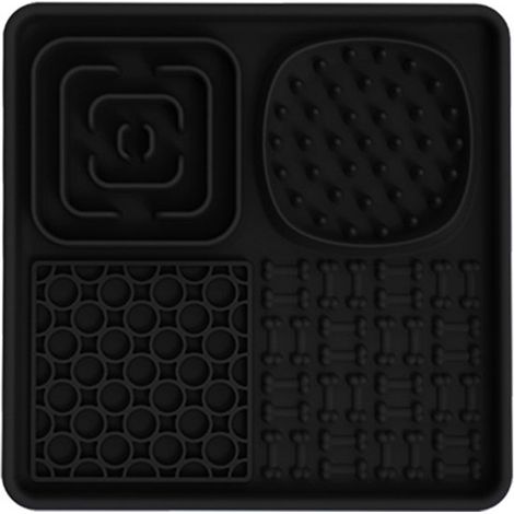 Leckmatte für Hunde mit Saugnapf – Fressbremse – Baden – Pfoten- und Fellpflege – BPA-frei – Silikon – 20,5 x 20,5 x 1 cm – Schwarz (1/5)